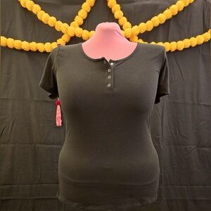 Torrid Women’s Plus Size Ribbed Henley Fitted Tee Black 3X NWT